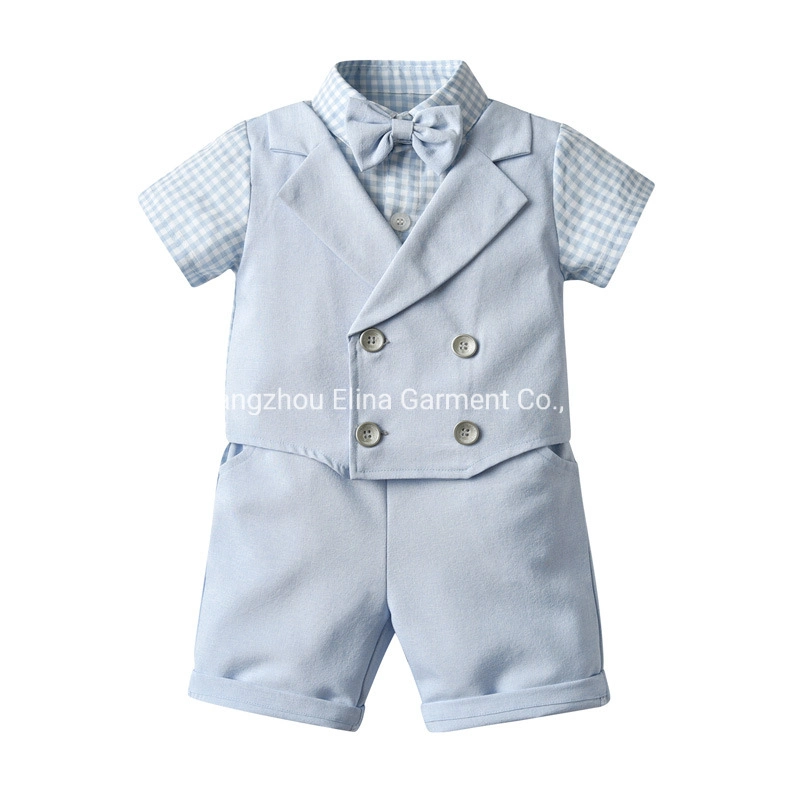 2021 Summer Hot Selling Gentleman Short-Sleeved Handsome Knitted Cotton 2 Piece Sets Baby Suit Boys Wear