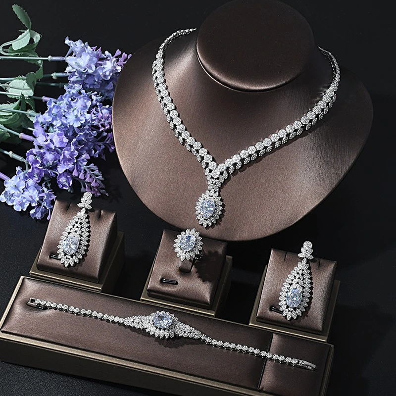 Formal, Bridesmaid, Wedding & Bridal Jewelry Necklace & Ring &Bracelet & Ring CZ Jewelry Set