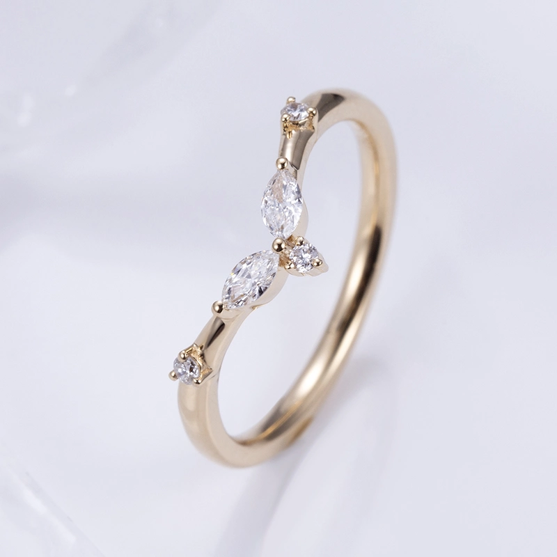 18K Gold DEF Marquise Round Lab Grown Diamond Eternity Ring