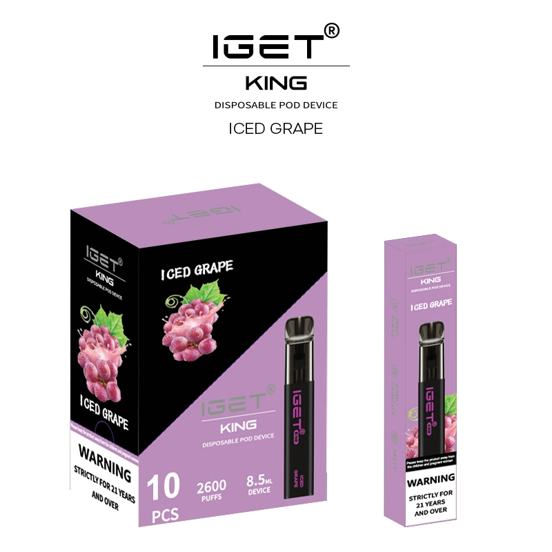 Iget King 2600 puffs fabricante de cigarros eletrônicos 6.0% nicotina Sal