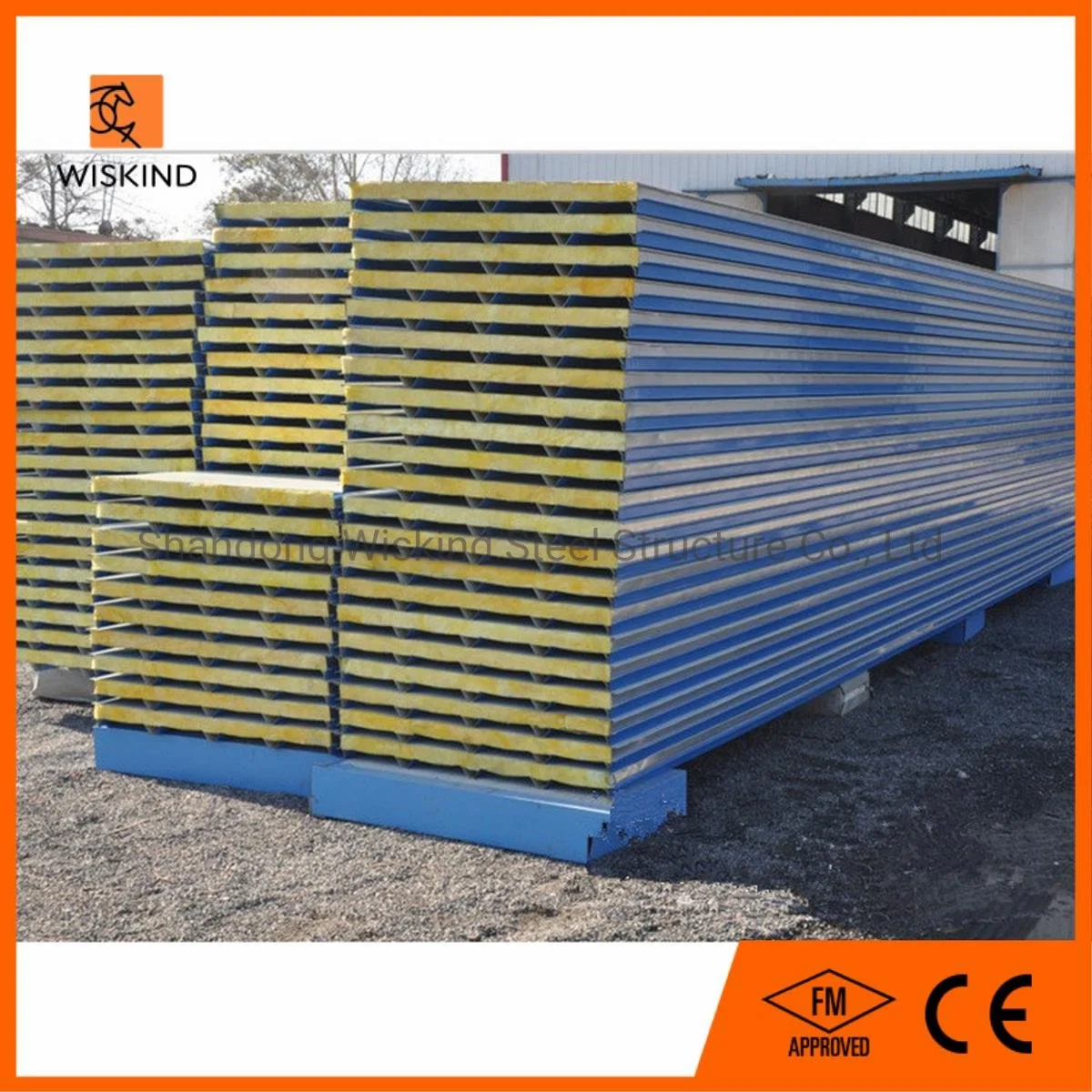 PE/HDP/PVDF/SMP/Hpc Coated Steel Sandwich Panel/Building Material Rockwool/PU/PIR for Modern Prefab Steel Structure Building Prefabricated