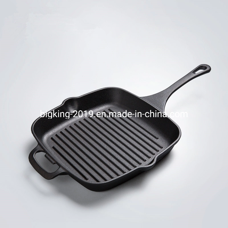 Factory Price Cast Iron Cookware 11'' Square Steak Pan Cast Iron Grill Pan