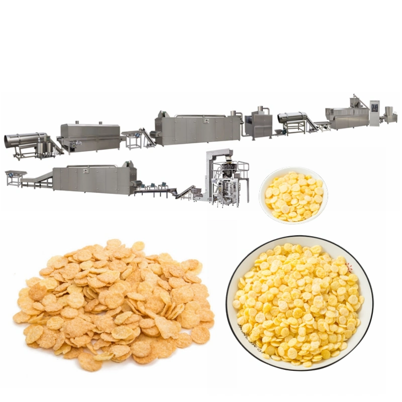 Double Screw Puffed Breakfast Cereals Corn Flake Extruder Processing Production Line