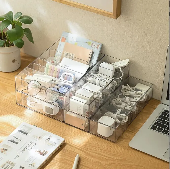 Transparent Tabletop Storage Box for USB Cable