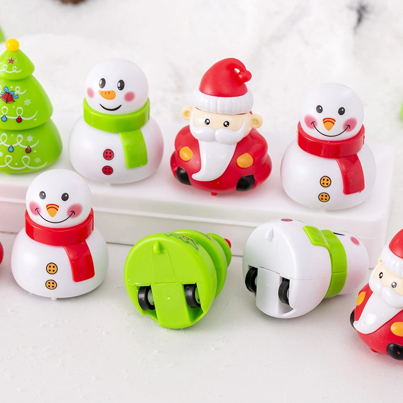 Cute Pull Back Cars Plastic Christmas Tree Snowman Santa Claus Theme Figure Toy Christmas Decoration for Christmas Stocking Stuffers