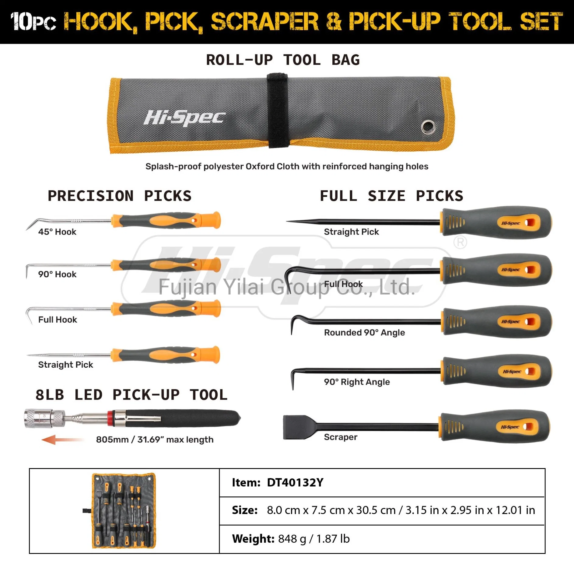 Professional Durable Automotive Car Repair Tool Set with Hook Pick Scraper and Pick-up Tool