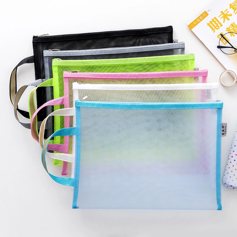 Wholesale/Supplier 33*23cm Makaron Colors Nylon Mesh Portable Zipper File Bag