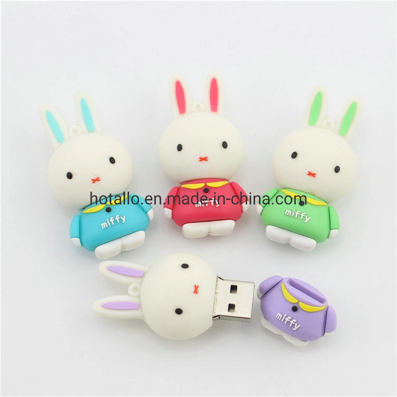 Adorable lapin Miffy Animal lecteur Flash USB Cartoon Silicone Bunny lecteur Flash USB de la personnalité Poupée en silicone de personnalisation de lecteur Flash USB