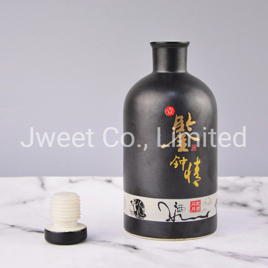 Custom Printing Round Ceramic Bottle Liquor Tequila Wine Bottle