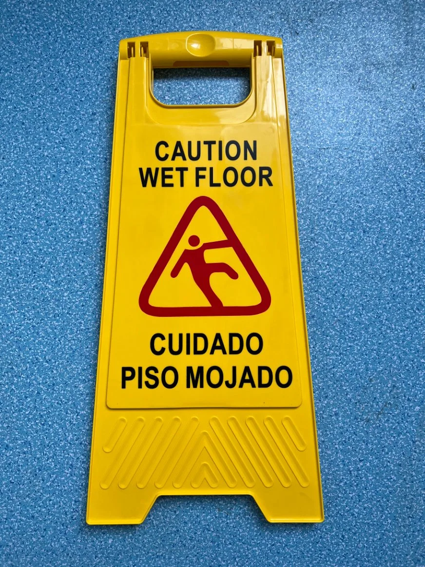 Yellow Sign Board English Spanish Warning Board 700g Windproof