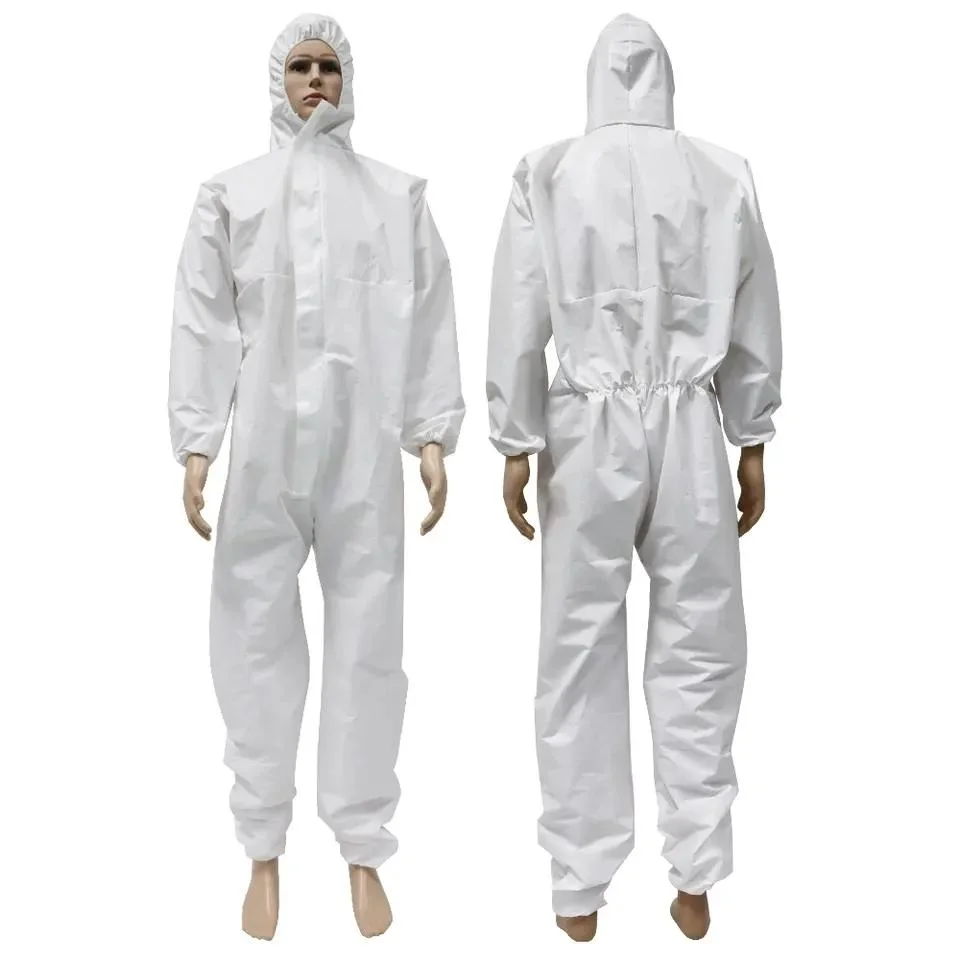 Light Chemical Protective Clothing Disposable Waterproof Hooded Coverall Suit Non Woven Microporous for Body Protection