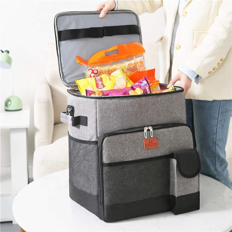 30L Rollwagen isolierter Kühler Picnic Bag Faltbarer Kühlwagen mit Rollen Tasche Picknick auslaufsichere Dosen Tasche mit abnehmbarem Trolley-Rahmen