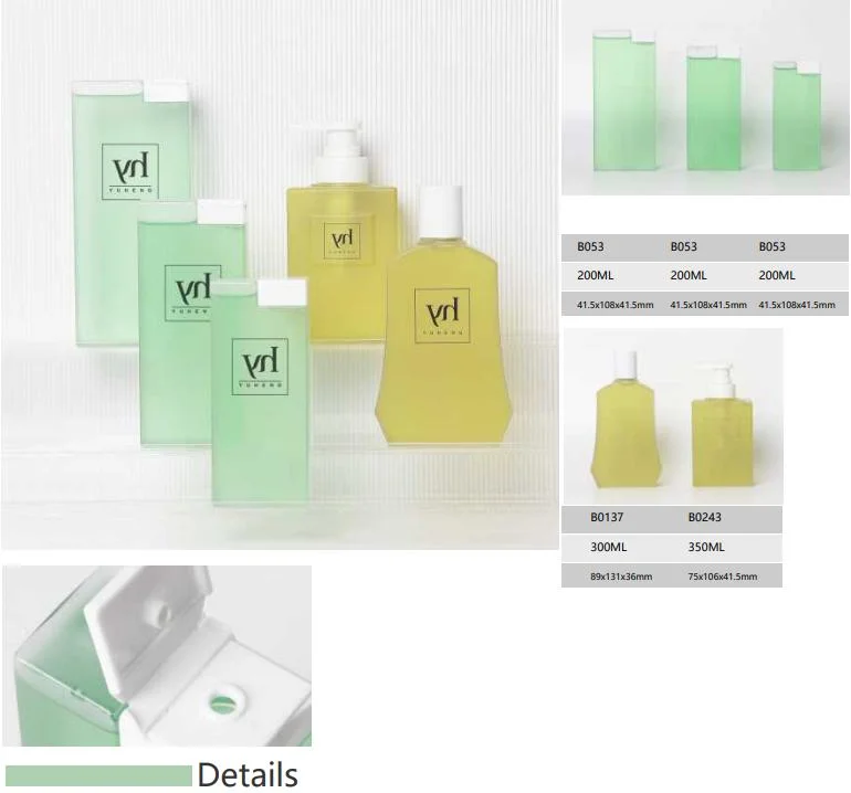 Household Shampoo Hair Conditioner Bottle PETG Square Cosmetic Pump Pressing Plastic Bottle