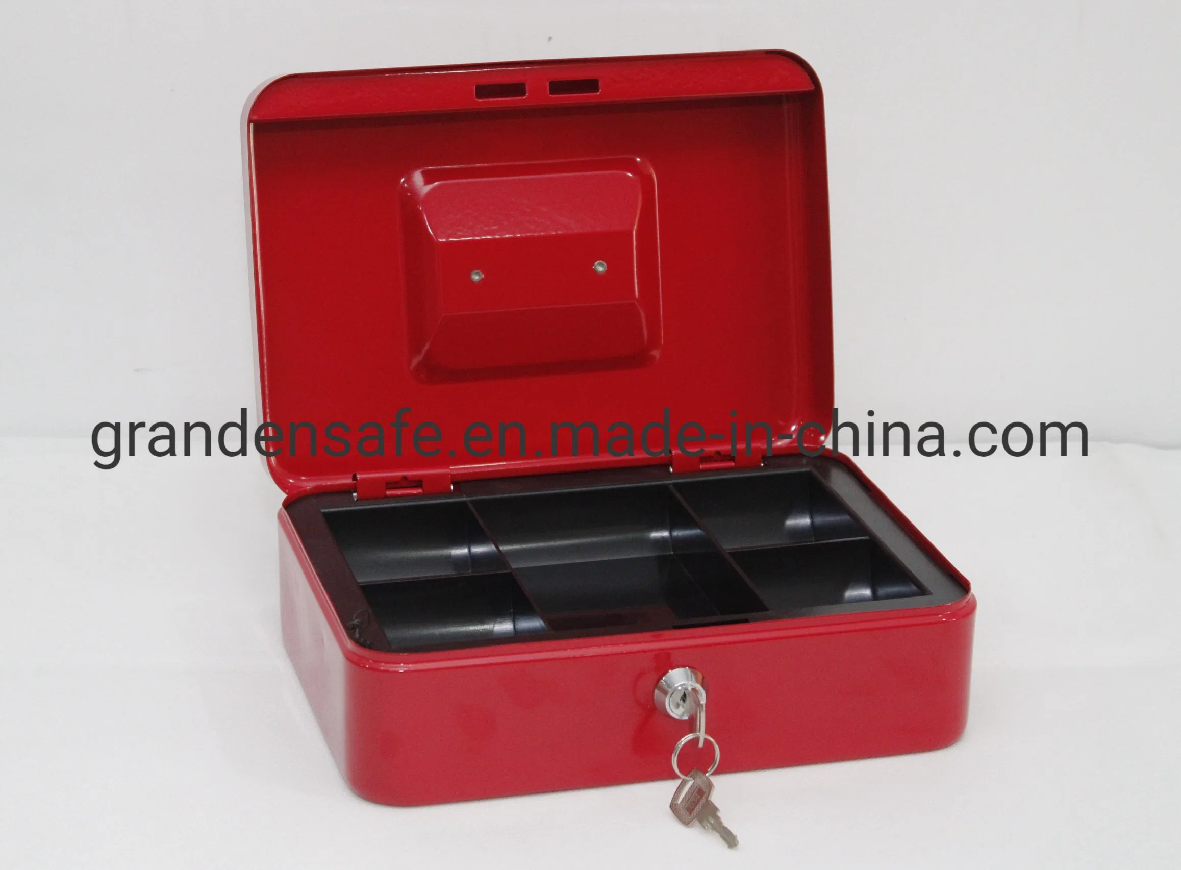 Portable Metal Cash Box with Money Tray Key Lock (M250-90(10"))