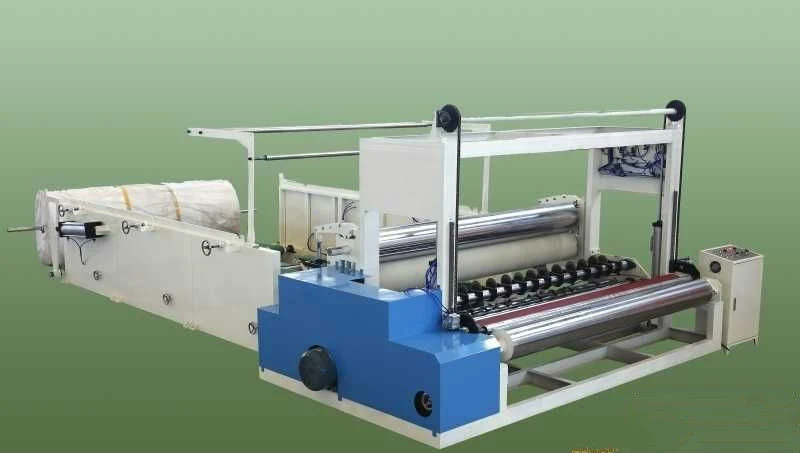 Toilet Tissue Paper Rewinding Machine with Perforating and Embossing