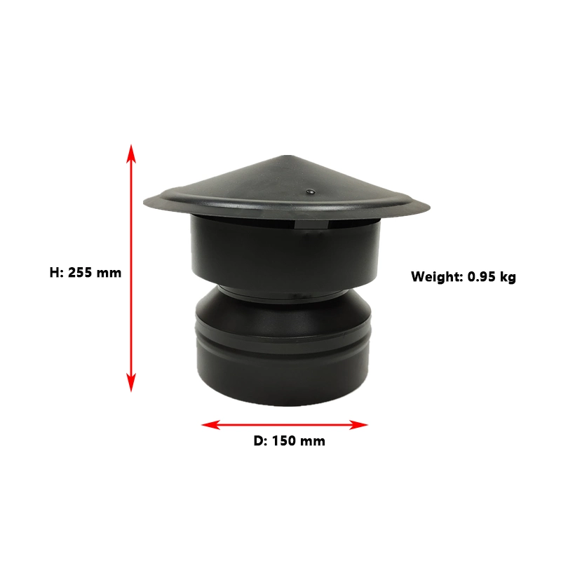 6" revestidas de parede dupla bloqueio do espigão de Aço Inoxidável Chaminé proteção de combustão a capa de chuva/Teto Rodada