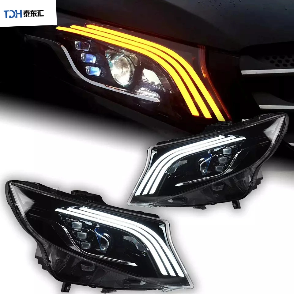 Phares de voiture pour lentille de projecteur de phare Vito W447 Dynamic Signal Head Lamp Maybach LED Phares DRL Accessoires automobiles.