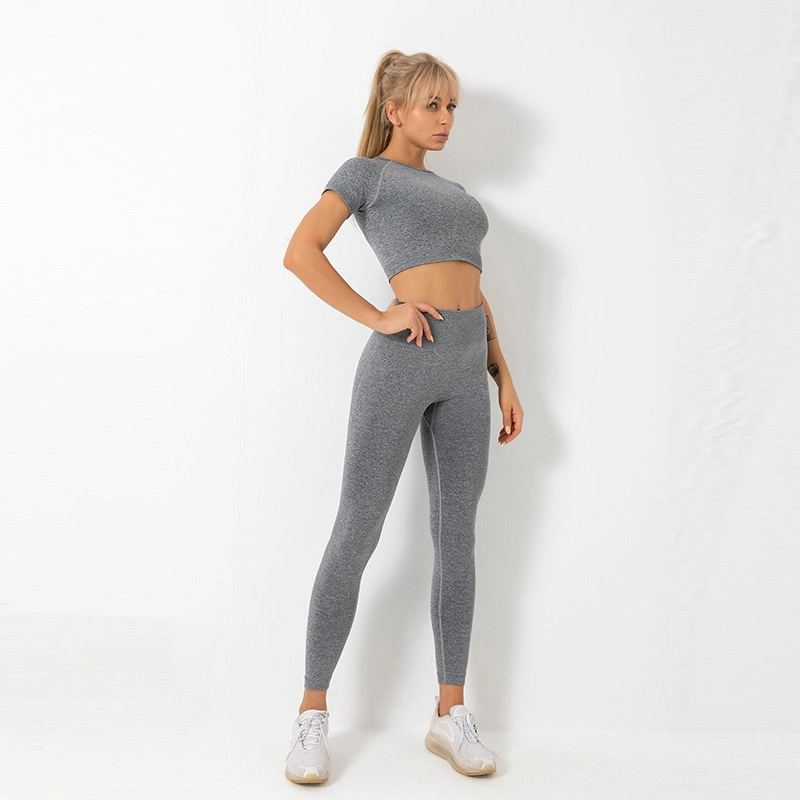 Xsunwing Custom Logo Women Sports Gym Clothes Top Pants Tracksuit Women Two Pieces Joggers Suits Sweat Leggings and T Shirt Sets