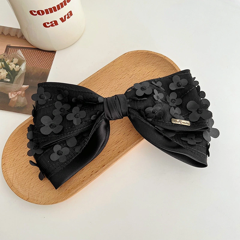 Preto personalizado Bowknot Flor de malha de acessório de cabelo definido por grosso