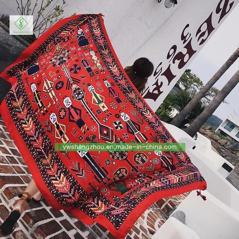 New Ethnic Printed Lady Scarf Fashion Twill Cotton Shawl Wholesale/Supplier