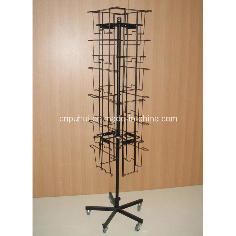 Floor Stand Steel Wire Pocket Metal Spinning Calendar Rack Display (PHY268)