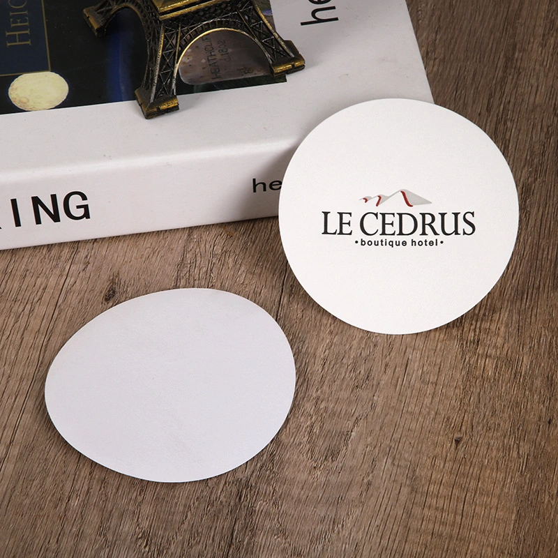 Papel personalizado vidro Coaster 8 cm branco normal semente papel Coasters