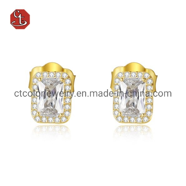 Exquisite Design Jewellery Silver 925 Elegant Gold Super Shiny Zirconia Earrings as Gift