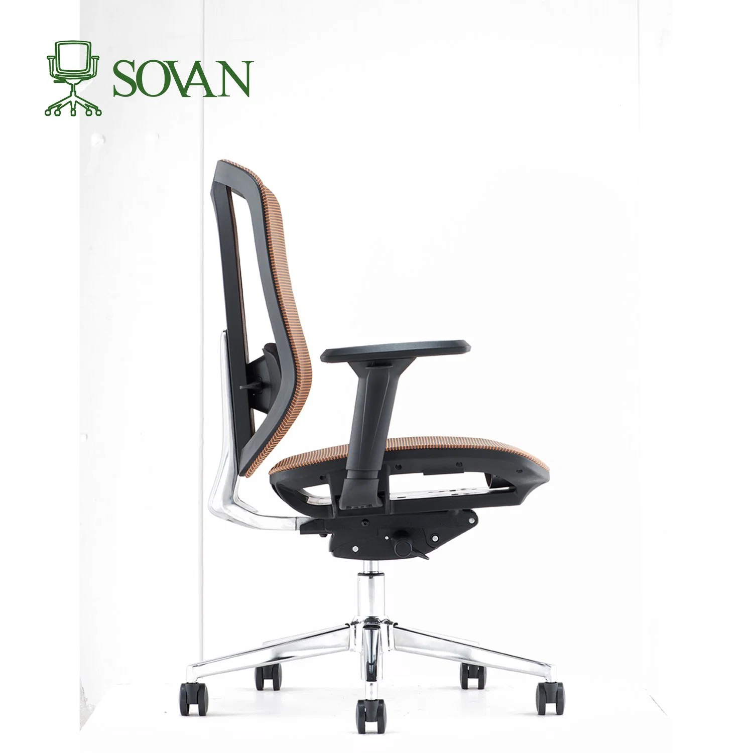 Middle Back Task Chair Office Africa Design Wide Seat Metal Base Chair Tilt Lock Brown