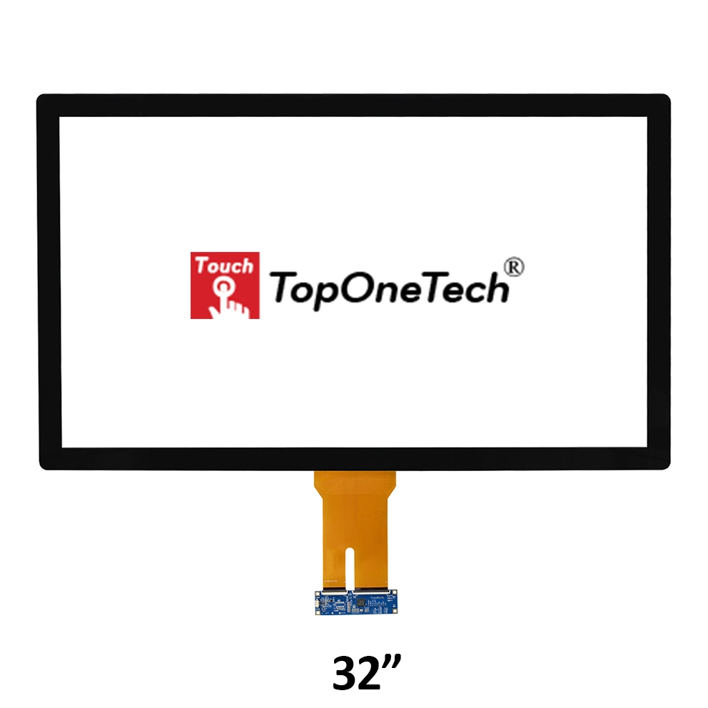 Custom OEM ODM 32 Inch Pcap Capacitive Multi Touch Screen Panel with Thin Bezel Tempered Glass Touch Film USB Interface for Air Optical Bonded on TFT LCD Module