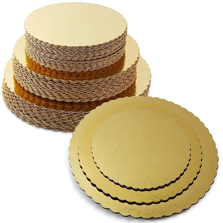 13mm de espessura Cakeboard resistentes a graxa a base de papel ondulado de Placa do tambor de bolo APP Round Square Placas de bolo de prata dourada