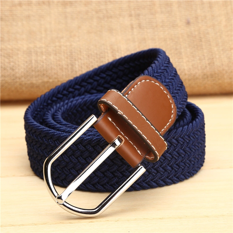 Metal Buckle Woven Stretch Braided Belt Women Men Knitted Sports Elastic Belt