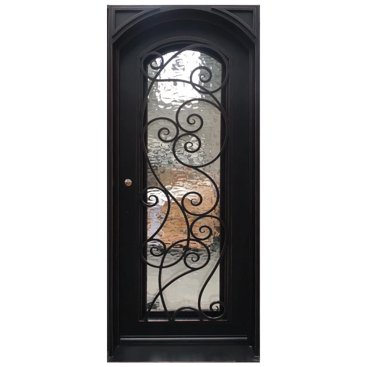 High quality/High cost performance  Wrought Iron Modern Security Door - Forged Iron Component Double Glass