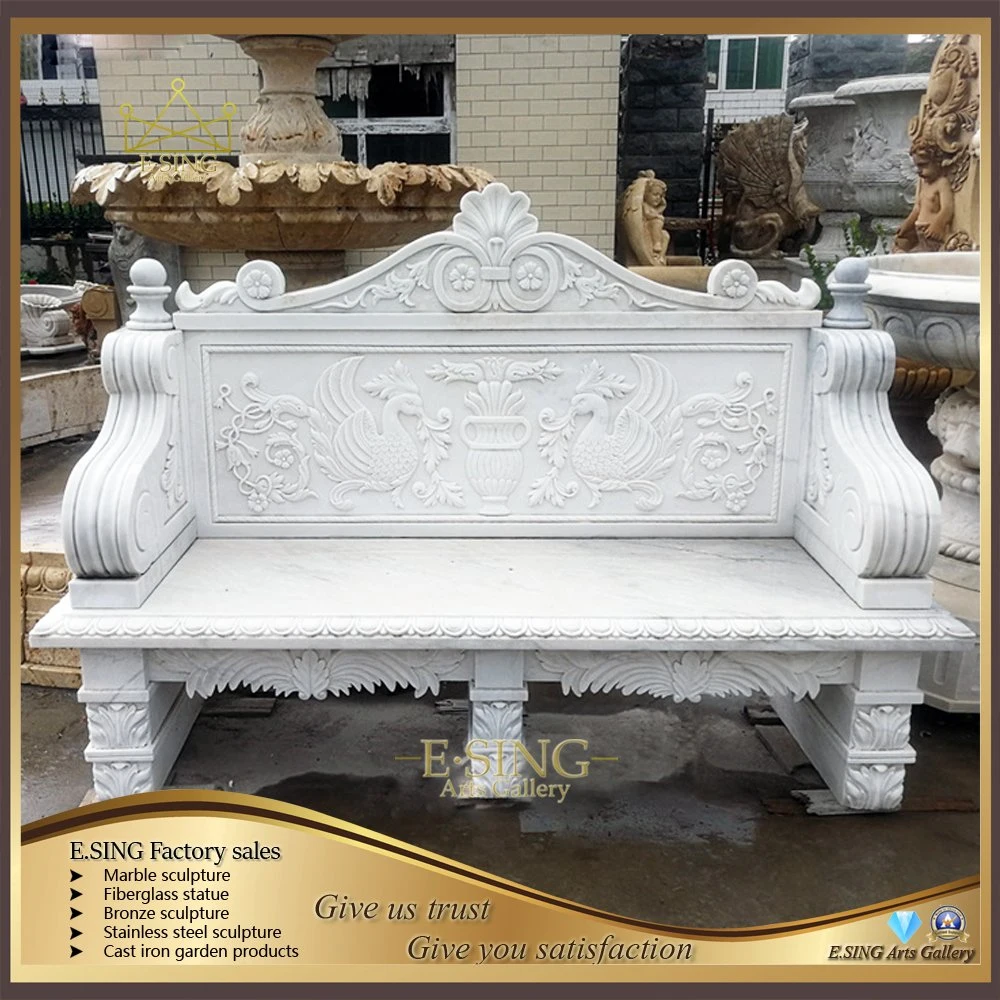 Outdoor Park Decorativo Marble esculpindo Bench Garden Stone Tables and Bancadas para venda