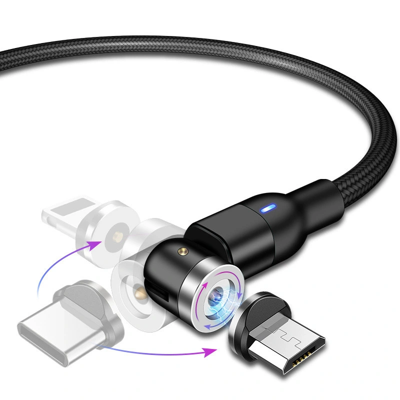 Huanyu 1m 2m 3m Nuevo Multi magnético de 540 grados de rotación Cable de carga rápida USB del puerto