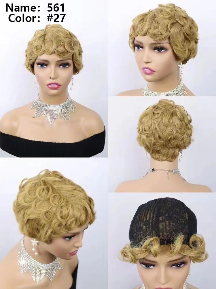 Pixie Cut Human Hair Lace Wig Short Curly Hair Small Natural Color Very Fashionable