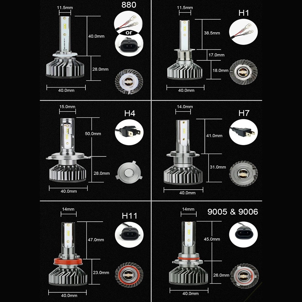 Comercio al por mayor H7 LED FOCOS LED H4 H8 H9 H11 Bombillo LED de luz de la luz de coche 880 9005 Hb3 faros LED 6000K 12V F6 Bombillas LED