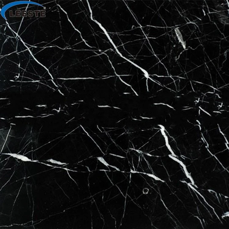 China Cheap Black Color with White Veins Marble Slab