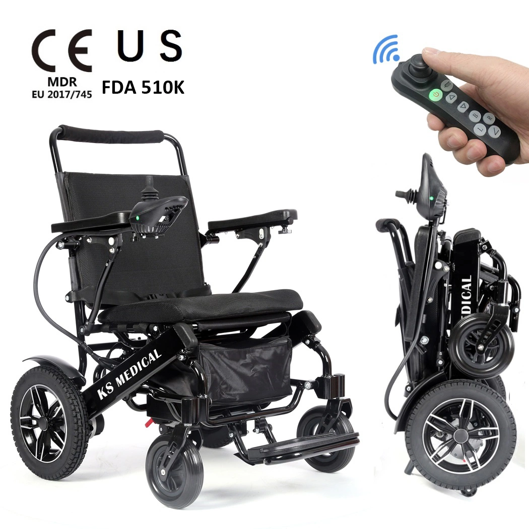 Ksm-601 Mdr 510K Ukca Lightweight Folding Electric Power Travel Wheelchair Cheap Price for Sale with New Wheel Chairs Umbrella