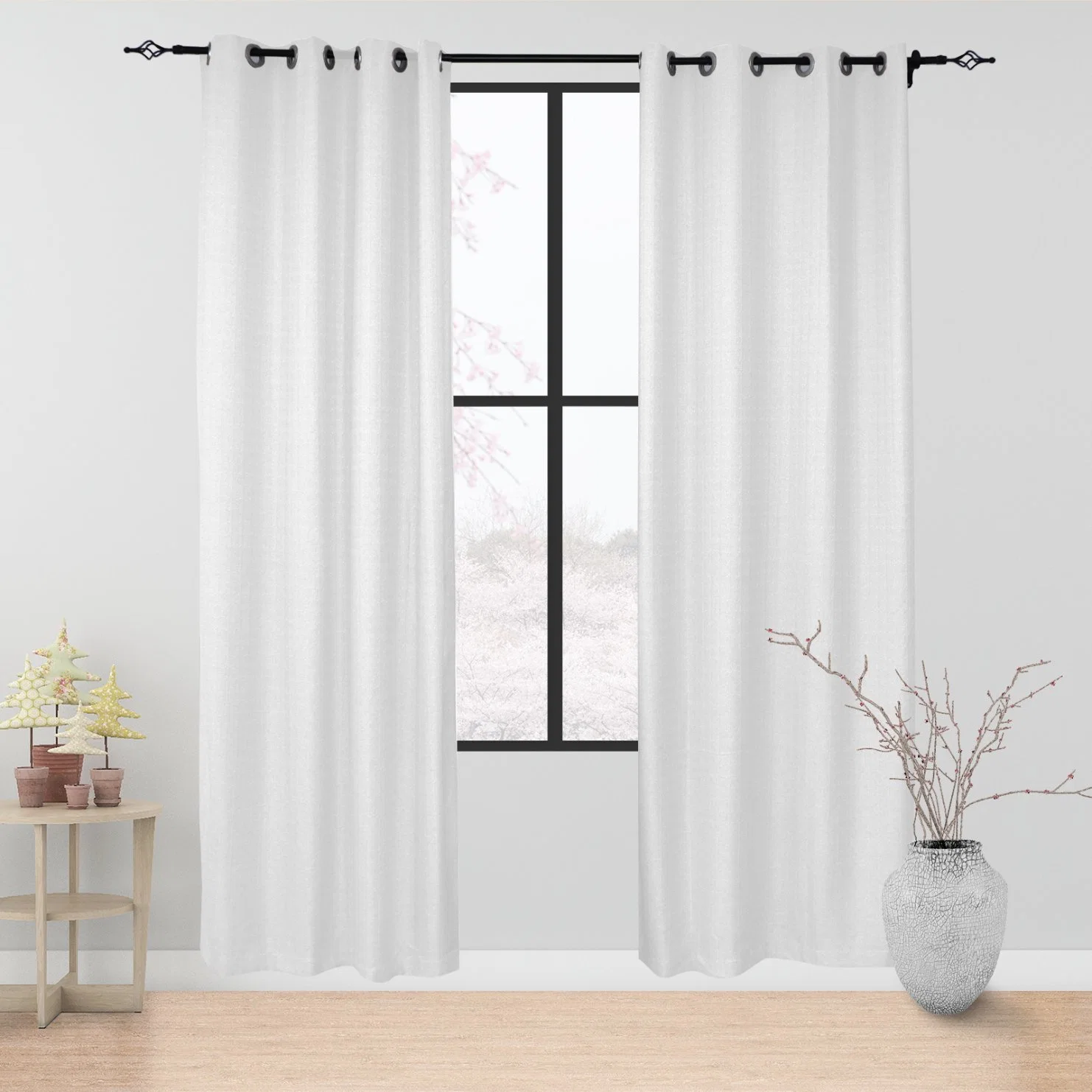 Plain Shading Curtain Finished Product Modern Simple Cotton Linen Curtain Cloth Living Room Bedroom Balcony Curtain
