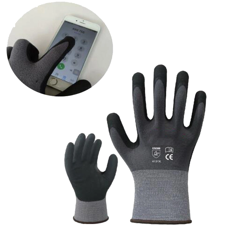 Fabricant de gants à double trempage pour écran tactile CE En388, 15 jauge, sécurité.