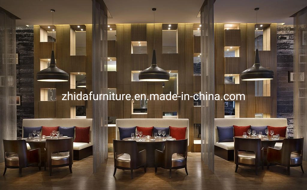 Zhida Chinese Style Modern Design Wooden Restaurant Furniture Dining Table Fabric Restaurant Chair Set for Project
