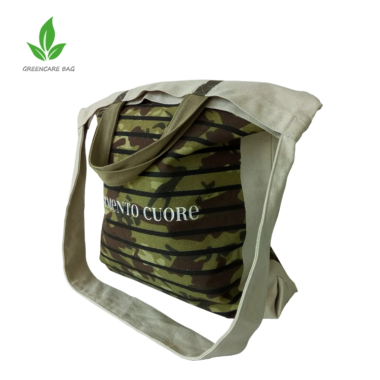 Fashion Design High Quality Travel Printing Camouflage Tote Bags Cotton Canvas Bag
