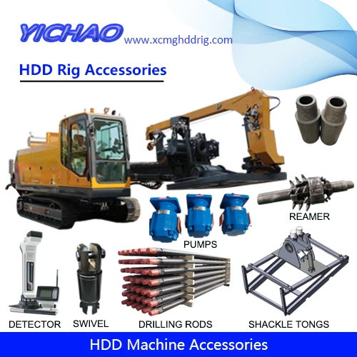 Trenchless Underground Pipe Lay Drill Horizontal Directional Drilling Hdd Machine with Accessories Back Reamers Hydraulic Tongs Rock Tools Motors