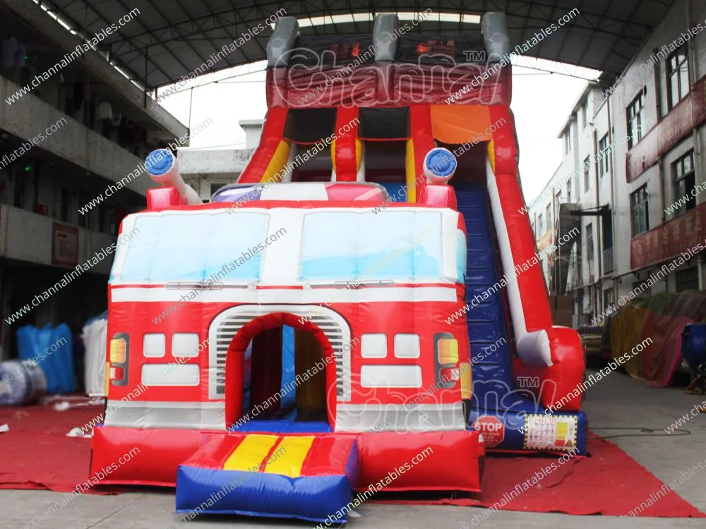 Big Commercial Outdoor Hot Sale Inflatable Slide Fire Truck Inflatable Slide Chsl765