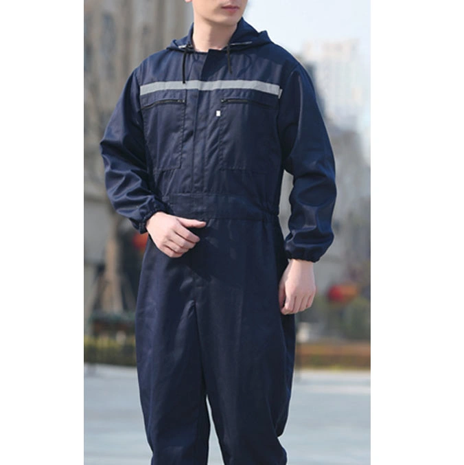 Industrial Outdoor Work Clothes Overall Hooded Zipper Pure Color Workwear Work Suit