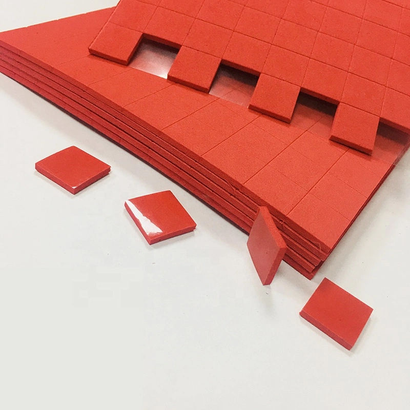 15*15*2+1mm Red Rubber with Cling Foam of Glass Separator EVA Rubber Spacers on Sheets