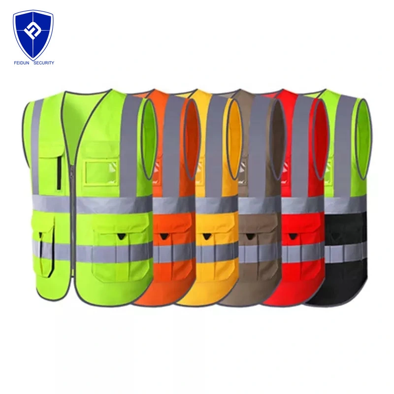 China Customise Traffic Green Knitting Fabric Magic Tape Clothes Reflective Workwear Safety Clothing