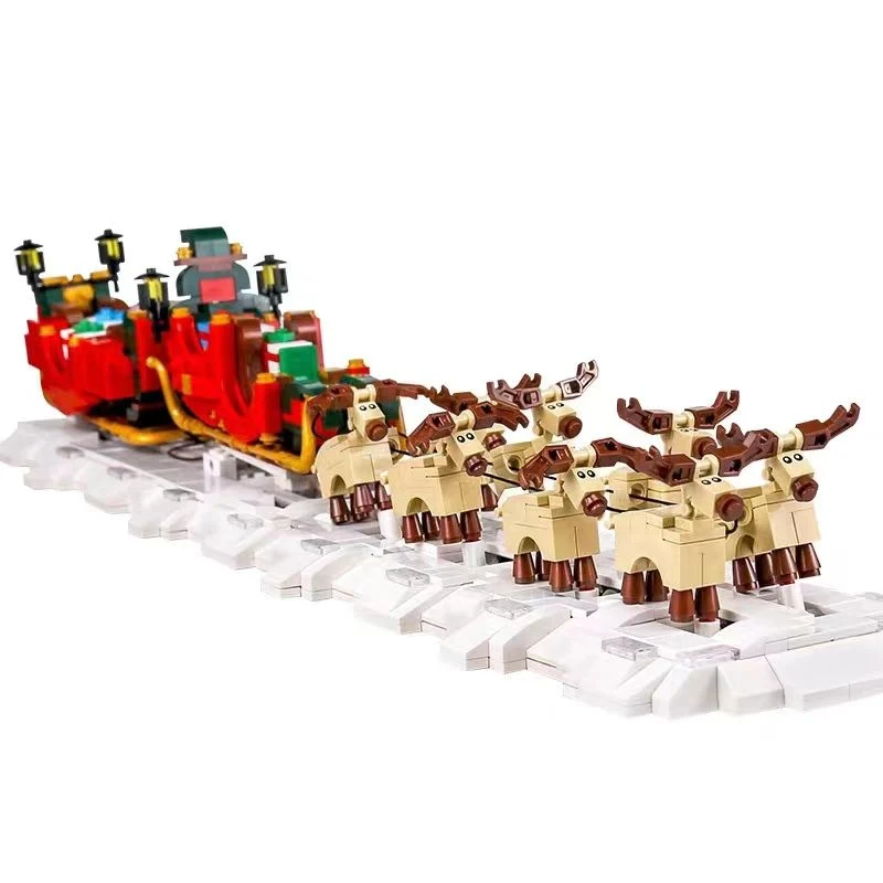 1318 PCS Merry Christmas Santa Claus Sleigh Building Block Put Together Interesting Kids Educational Toys Christmas Sleigh Bricks