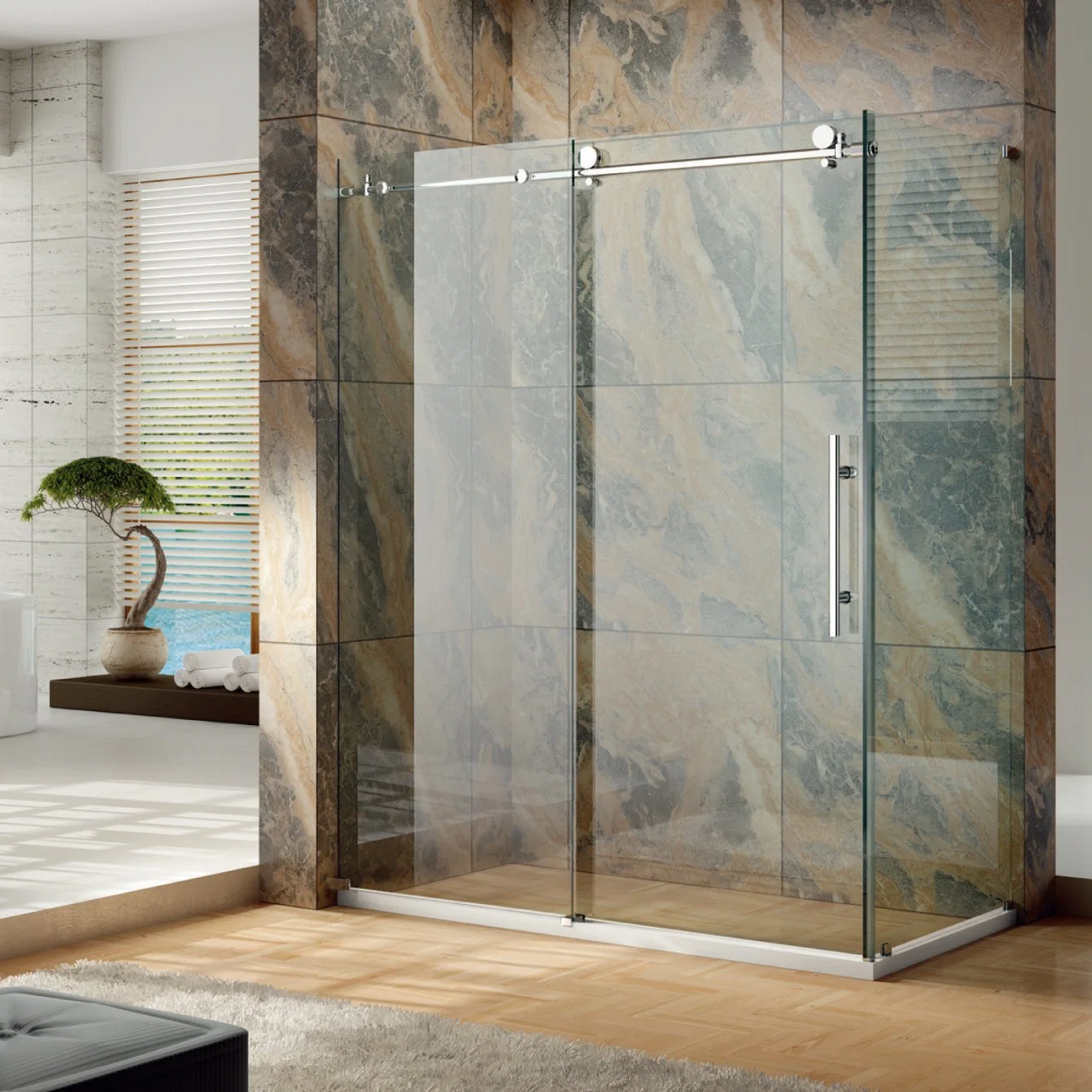 Tempered Glass Shower Door Simple Bathroom Room (MZ1221)