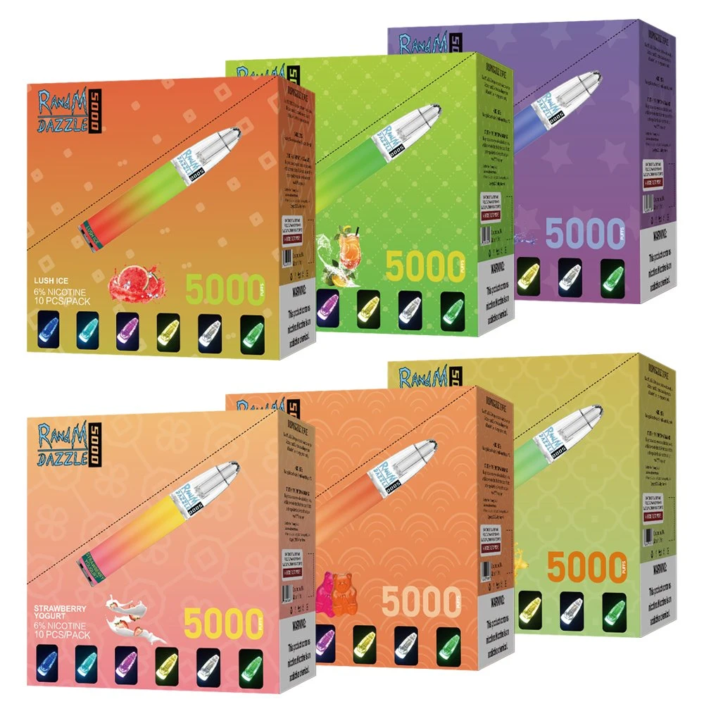 Best Sealing R and M Dazzle 5000 with LED Light Flashing and 14 Flavor Available Disposable/Chargeable Vape Pen